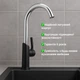 Смеситель для кухонной мойки Qtap QTGRABCR007F — однорычажный, латунь, черный + хром - изображение 1