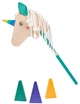 Drewniana zabawka na patyku BS Toys Jednorożec + 3 kolorowe stożki (4690701) (8717775445302) - obraz 2