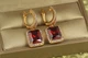 Сережки підвіски Xuping Jewelry авангард з червоним каменем 3 см золотисті - зображення 2