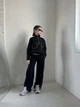 Костюм для девочки на флисе комплект подростковый детский школьный оверсайз повседневный набор одежды для школы кофта и штаны палаццо зимний из трикотажа хлопок IRmAS 1329 рост размер 164 черный - изображение 8