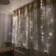 Гірлянда штора з гачками LED світлодіодна 2,9x2 м, новорічна декоративна гірлянда з USB живленням та пультом ДК для дому, вікон, інтер’єру та святкового оформлення, тепле жовте світло, LP-39 - зображення 6