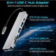 USB-хаб переходник Type-C to USB 6в1 адаптер для ноутбука макбука смартфона планшета с кардридером SD/TF разветвитель 4K HDMI K7 USB3.0*2 type с 100w PD - изображение 5