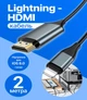 Кабель Lightning - HDMI Перехідник HDMI для iPhone адаптер для iPad на HDTV для телевізора кабель з iPhone to TV 1080P для проектора 2М Kayfovo HD-73 - зображення 1