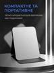 Настольное зеркало для макияжа и бритья косметическое дорожное в ванную или прихожую с чехлом Экокожа/Пластик 18х26 см Черное (CJO-089) - изображение 2