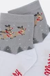 Детские хлопковые носки с новогодним узором Giulia KS3 NEW YEAR 2606 30/35 Multicolor-white/silver, высокие носки с рисунком - изображение 3