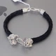 Браслет Пантера зі срібла з чорним текстилем 21 см - зображення 6