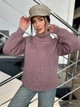 Женский однотонный свитер с горловиной пудрового цвета 36211 One Size - изображение 2