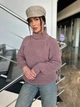 Женский однотонный свитер с горловиной пудрового цвета 36211 One Size - изображение 3