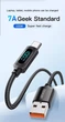 Кабель 1м Essager USB-A - Type-C PD 100W 7A LED дисплей швидка зарядка для смартфонів Honor, OPPO, Oneplus, Realme, Vivo - зображення 2