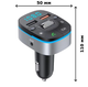 Автомобильный FM-модулятор T75 с Bluetooth 5.0, MP3 и быстрой зарядкой QC 3.0 (чёрный + серый) - изображение 3