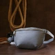 Кожаная удобная женская бананка Shvigel 16374 Голубая - изображение 6