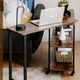 Стіл L-подібний Costway King Loft поворотний 360° з полицями Black - зображення 14