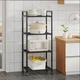 Полка этажерка TVT-03 4 ярусов 138 × 42 × 32 см на колесиках для кухни, ванной или гостиной, черная - изображение 5