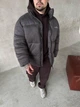 Чоловічий пуховик замш сірий Розмір XL - зображення 5