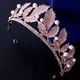Корона на голову зі стразами та перлами в грецькому стилі "Crown Greek Style", прикраса на голову з камінням, золото - зображення 1