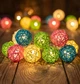 Світлодіодна гірлянда MLT Rattan Ball Lights з ротанговими кульками мультиколор - зображення 1