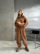Женский теплый костюм с меха Тедди кофейного цвета 36233 46/48 - изображение 1