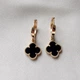 Серебряные серьги 925 пробы с позолотой 585 пробы в стиле Van Cleef ван клиф конюшина с ониксом - изображение 4