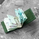 Затискач для грошей Simple Green, натуральна шкіра Crazy Horse, зелений, для купюр та карток - зображення 4