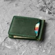 Кожаный зажим для денег Tryzub Green из натуральной кожи Crazy Horse, зеленый, с тиснением Герб Украины - изображение 4