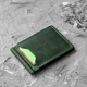 Затискач для грошей Simple Green, натуральна шкіра Crazy Horse, зелений, для купюр та карток - зображення 9