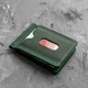 Мужской кожаный зажим для денег и карточек Grand Green, натуральная кожа Crazy Horse, зеленый - изображение 12