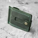 Затискач для грошей та карток BUT Green, натуральна шкіра Crazy Horse, зелений, з монетницею, ручна робота - зображення 12