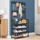 Вішалка для одягу та взуття 2в1 4 полиці 60х26х155 см "Multi-functional shoe and hat rack" металева, чорна - зображення 4