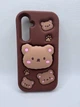 Детский резиновый чехол Bear для Samsung Galaxy A55 с подставкой держателем Коричневый - изображение 1