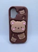 Дитячий гумовий чохол Bear для Apple iPhone 17 з підставкою тримачем Коричневий - зображення 1