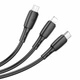 Зарядний кабель Borofone BX71 3-in-1 Lightning+Type-C+Micro 1m Black - зображення 3