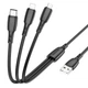 Зарядний кабель Borofone BX71 3-in-1 Lightning+Type-C+Micro 1m Black - зображення 5