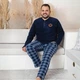 Пижама (кофта+штаны) мужская теплая Флис 5XL синяя Клетка SNC SNC3447/3448-s - изображение 1
