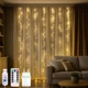 Светодиодная гирлянда штора "Роса мишура" 3x2м, 600 LED, от USB и сети, с пультом, 8 режимов, IP44, Теплый белый - изображение 1