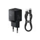 Мережевий зарядний пристрій Baseus Palm Fast Charger C+U 20W + Cable Type-C to Type-C чорний P10111608113-01 - зображення 6