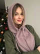 Капор на кнопках з додаванням вовни та ангори Zefur One size мокачино - зображення 6