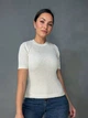 Реглан жіночий KARON 10624 ажурна вʼязка з коротким рукавом one size молочний - зображення 1