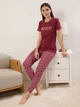 Пижама (футболка + штаны) женская хлопковая Trendyol THMSS25PT00382 M Bordeaux (8684737308299) - изображение 7