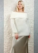 Светр фактурної в’язки з широкою горловиною білий Italy Moda M-XL 22-025 - изображение 3