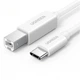 Кабель для принтера Ugreen US241 USB-C - USB-B 2.0 480 Мбіт/с 1 м Білий (40560) - зображення 1