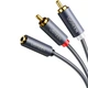 Кабель-переходник Ugreen AV102 3.5mm Mini Jack Female - 2 RCA Male 1 м Hi-Fi, позолоченные коннекторы Серый (10588) - изображение 1