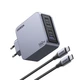 Зарядний пристрій Ugreen Nexode Pro 3xUSB-C + USB-A 160W GaN PD 3.1 PPS + кабель Type-C 1.5 м Сірий (25877) - зображення 1