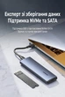 Внешний карман Ugreen CM578 M.2 NVMe/SATA USB 3.2 Gen2 Type-C 10 Гбит/с кабель USB-C - USB-C 0.25 м Алюминий + чехол Серый (15509) - изображение 5