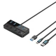 USB-хаб Vention 4 порти USB 3.0 з вимикачами, додаткове живлення USB-C 1 м Чорний (CHWBF) - зображення 1