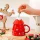 Новогодняя чашка "Merry Christmass" Елка Red кружка в форме елки с ложечкой подарочный набор - изображение 1