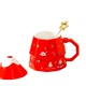 Новогодняя чашка "Merry Christmass" Елка Red кружка в форме елки с ложечкой подарочный набор - изображение 3