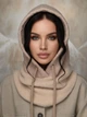 Женский капор Teddy букле с каракуля с воротником бежевый - изображение 2