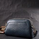 Модная сумка на два отделения из натуральной кожи Vintage 22355 Синяя - изображение 7