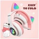 Детские беспроводные наушники с кошачьими ушками Cat ear M23 Bluetooth наушники с RGB подсветкой Pink Розовые - изображение 6