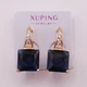 Серьги медзолото с синим камнем с фианитами Xuping 18х9 xp9 - изображение 1